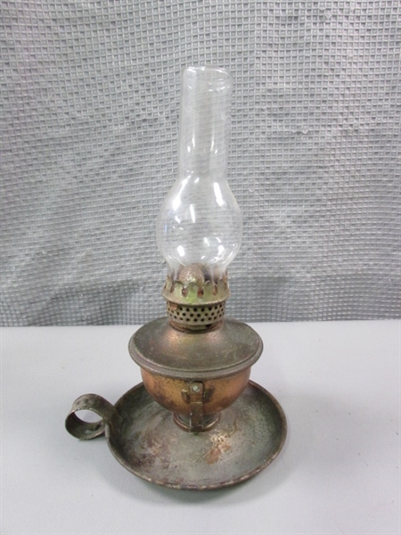 4 Oil Lamps - Glass & Metal