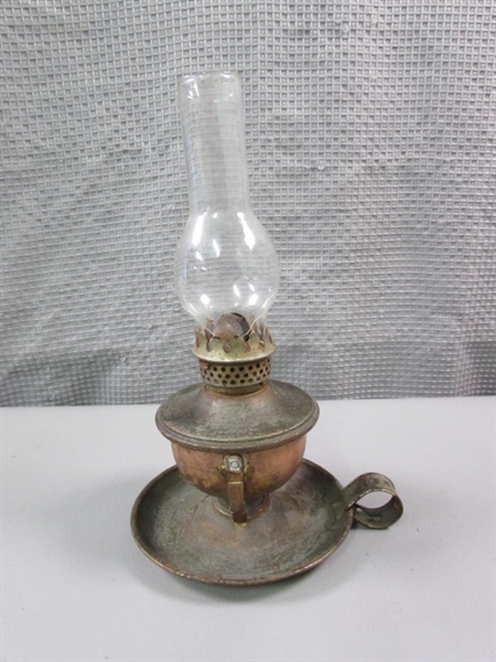 4 Oil Lamps - Glass & Metal