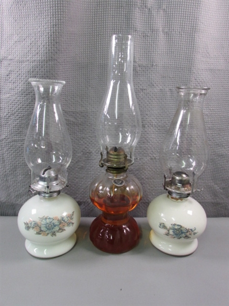 3 Glass Oil Lamps