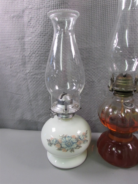 3 Glass Oil Lamps