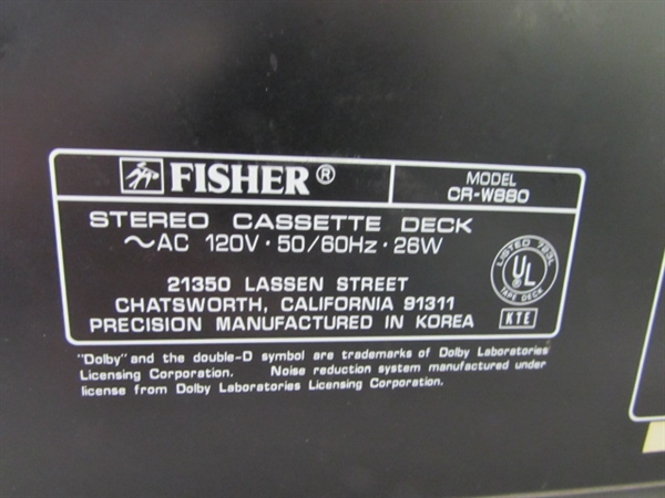 Fisher Double Auto Reverse Stereo Cassette Deck - CR-W880