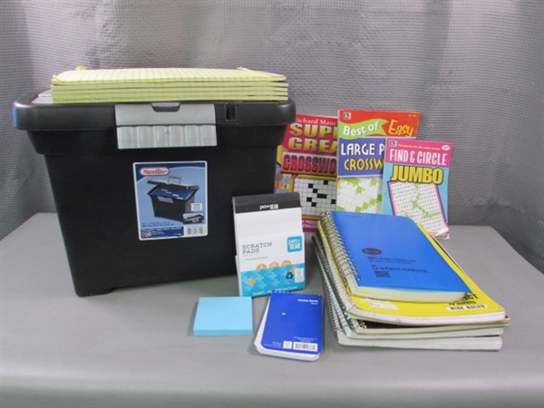 Sterilite Stackable File Box, Notebooks, Legal Pads, Crossword Books & More