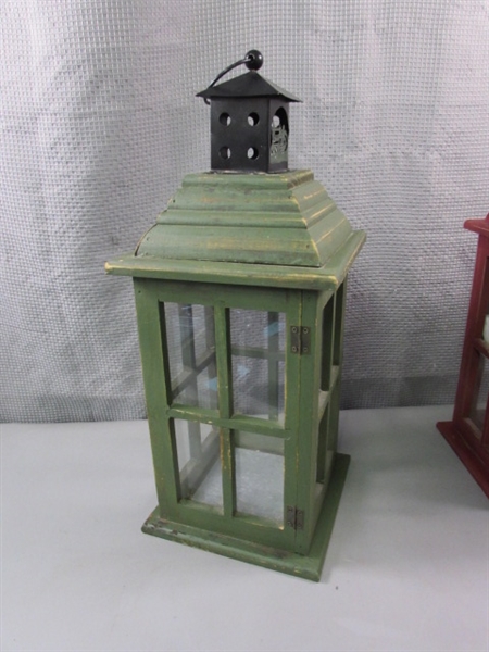 2 Large Wooden Candle Lanterns