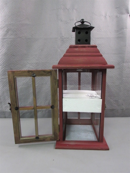 2 Large Wooden Candle Lanterns