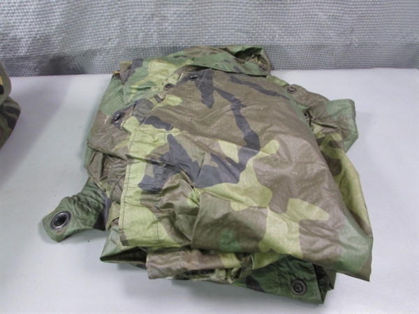 Camo Emergency Bag w/Supplies, Shoulder Bag, Poncho & More