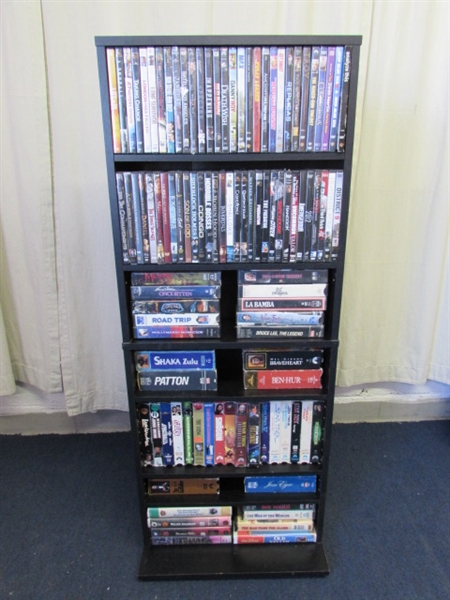 Media Shelf with DVD & VHS Movies