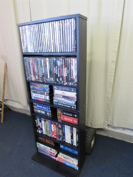 Media Shelf with DVD & VHS Movies