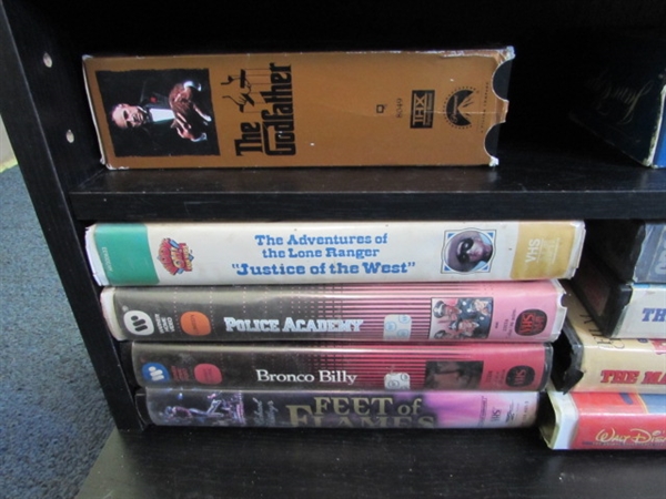 Media Shelf with DVD & VHS Movies