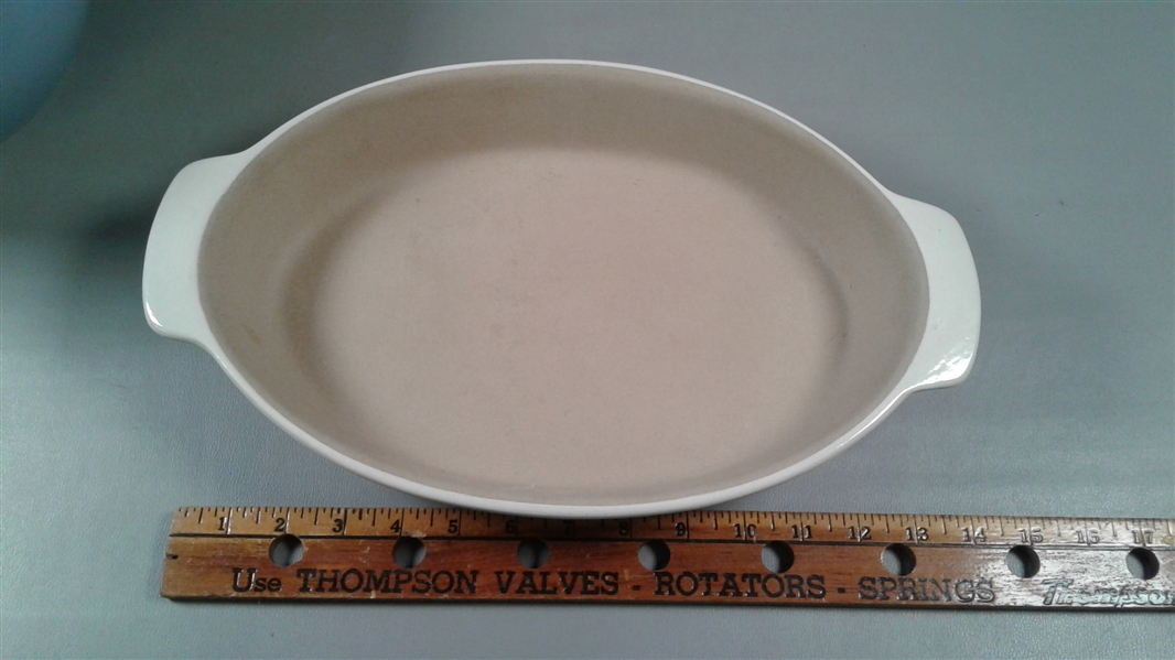 The Pampered Chef Stoneware Oval Baking Dish and Stoneware Mixing Bowl