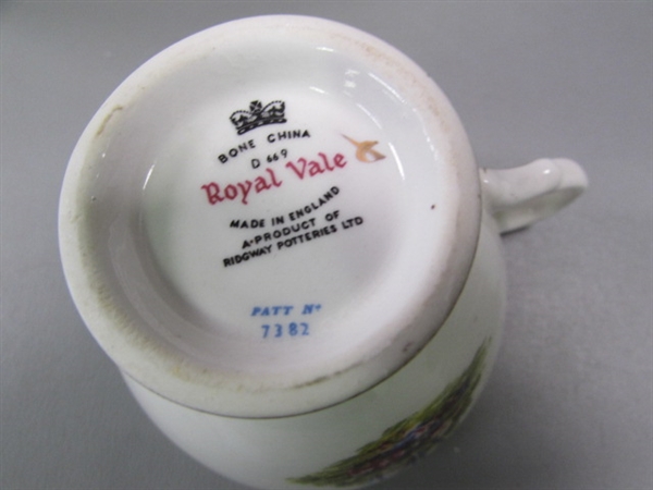 Vintage Royal Vale Bone China Set in Pattern No 7382 English Cottage