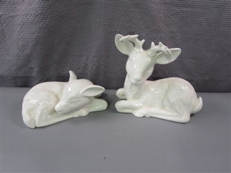 Pair of Ceramic Deer- Buck and Doe 