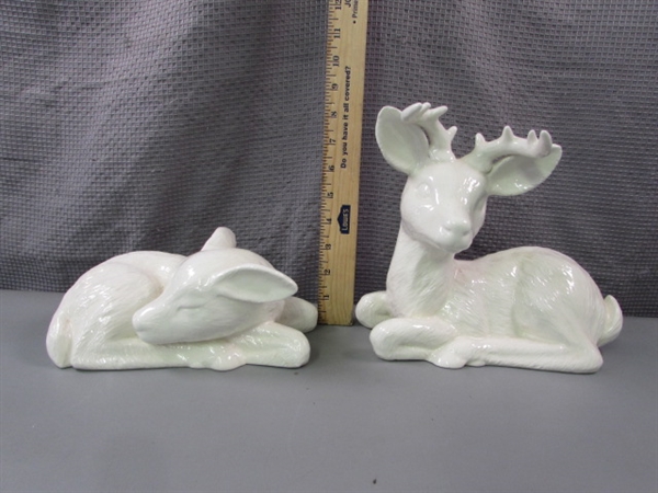 Pair of Ceramic Deer- Buck and Doe 