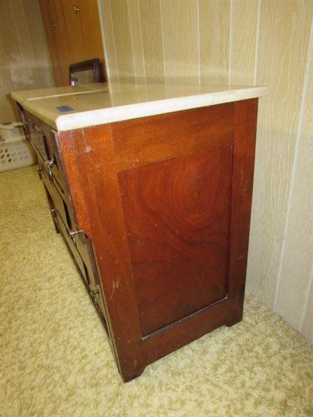 ANTIQUE 3-DRAWER CHEST WITH MARBLE TOP