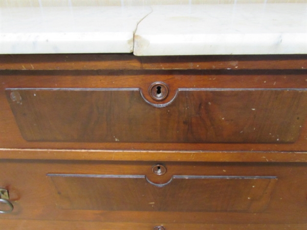 ANTIQUE 3-DRAWER CHEST WITH MARBLE TOP