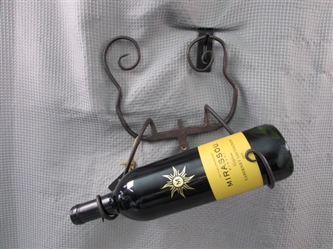 Custom Hand Forged Rustic Looking Wall Hanging Wine Bottle Holder #1