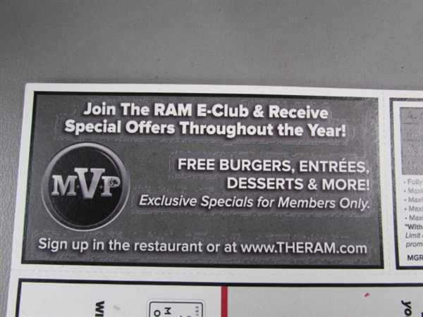Ram Brewery Restaurant and Bakery Discount Card + Growler