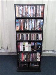 Media Holder With Almost 100 Movies and CDs