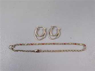 10KT Gold Earrings and Bracelet