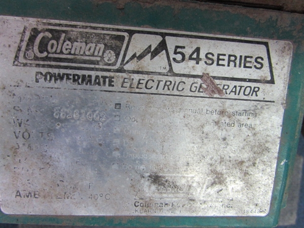 Coleman Powermate Electric Generator 54 Series