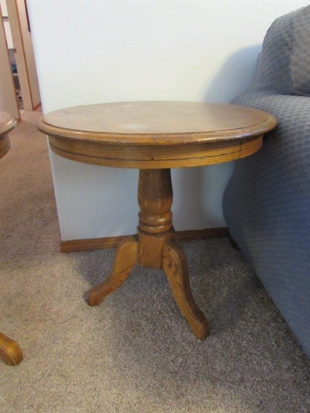 Pair of Vintage Round Wood Side Tables