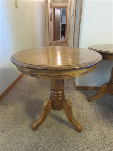 Pair of Vintage Round Wood Side Tables