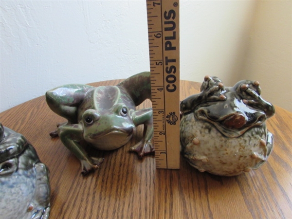 Trio of Ceramic Glazed Frogs