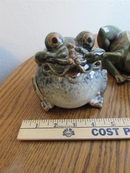Trio of Ceramic Glazed Frogs