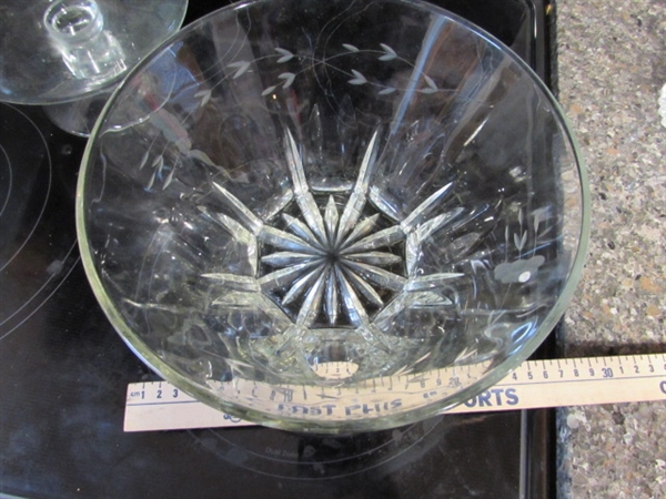 Table Trifle & Etched Glass Serving Bowl