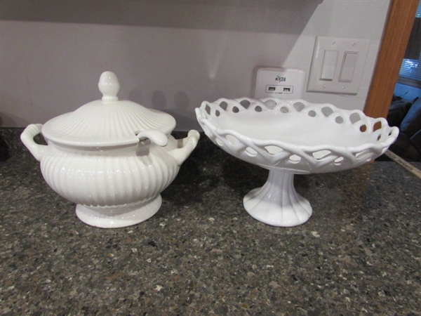 Pedestal Dish & Soup Tureen W/Ladle