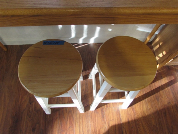 Pair of Wood Stools & Sofa/Hallway Table