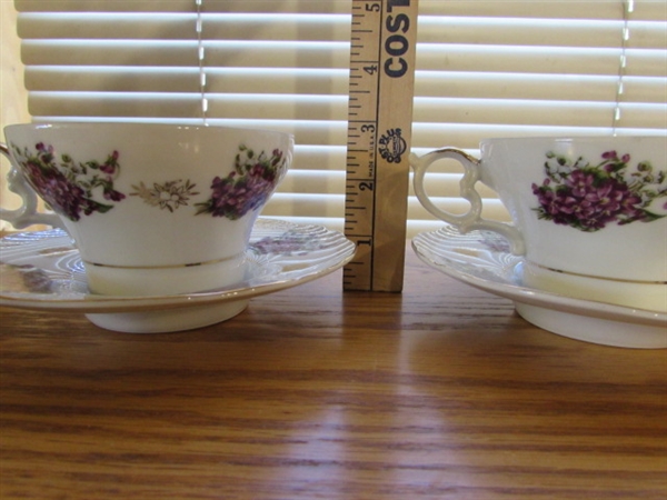 8 Teacup & Saucer Sets w/Flowers