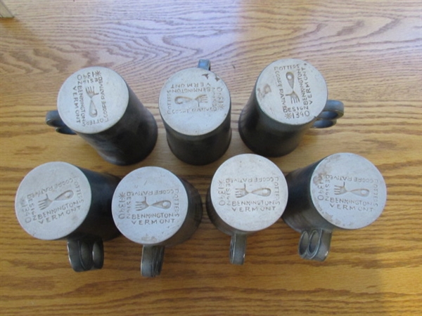 Set of 7 Vintage Bennington Trigger Mugs -Potters Design