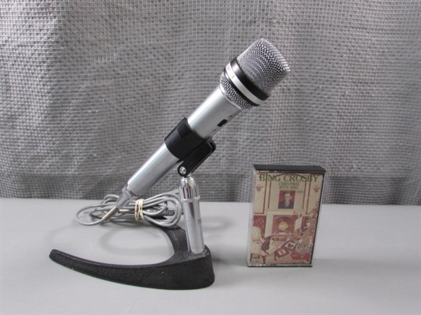 Bing Crosby Tape & Realistic Microphone w/Stand