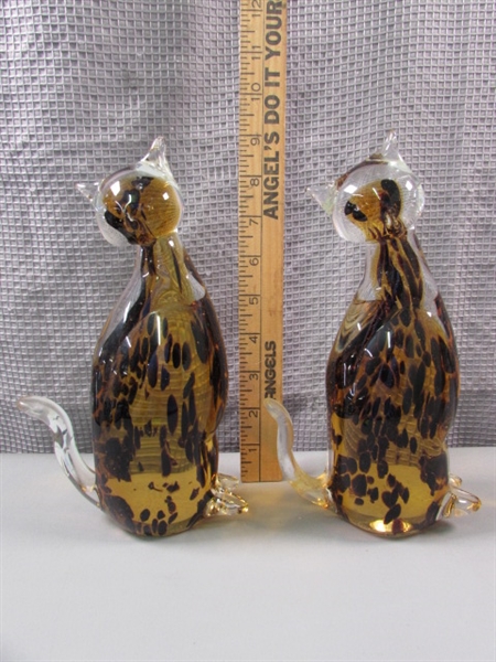 Set of 3 Murano Glass Cats