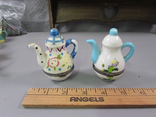 Miniature Globes, Trinket Teapot Boxes, 1976 Die Cast Lamp etc