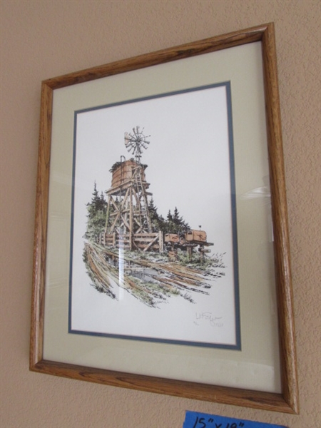 'THE OLD BARNS LIMITED EDITION PRINT COLORED BY L.E. EIFERT 43/350 SIGNED/NUMBERED 