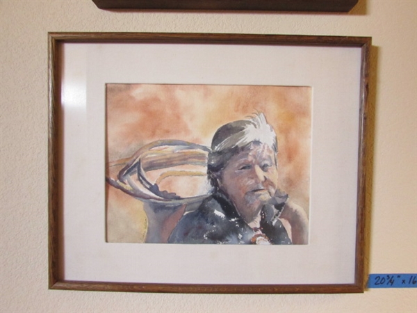 DIANE WILSON WATERCOLOR PORTRAIT - FRAMED UNDER GLASS - Weed Estate