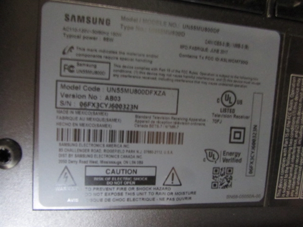 Samsung 55 Smart TV W/Samsung Blu-ray Player