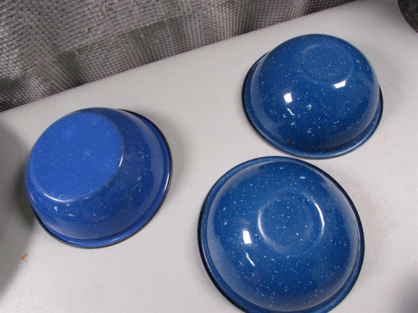 Collection of Blue Enamelware