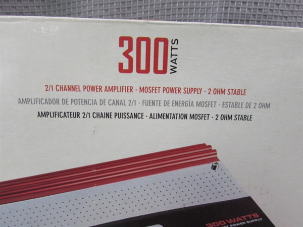 New- Dual 300 Watt 2/1 Channel Power Amplifier