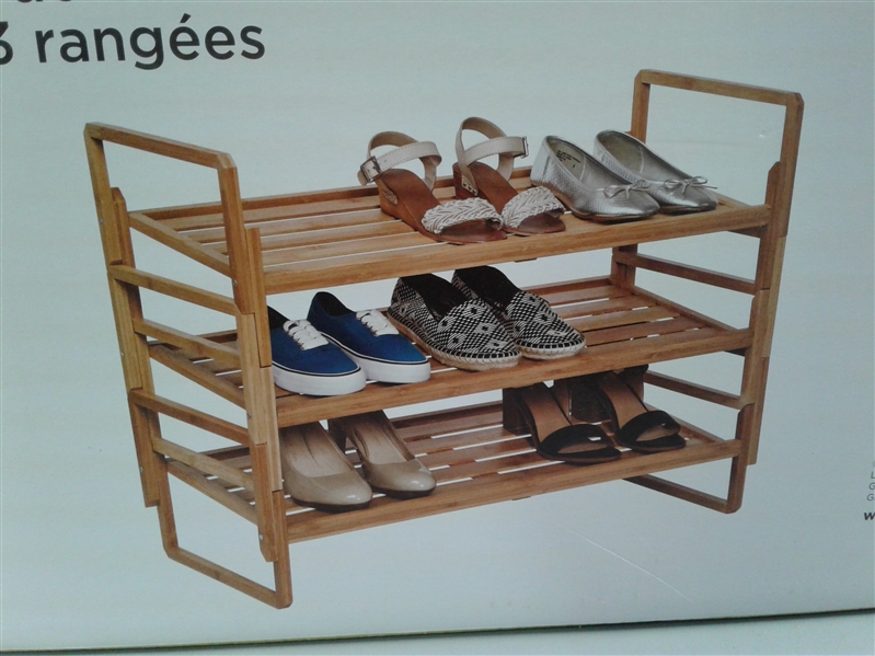 NEW- 3 Tier Nesting Bamboo Shoe Rack 