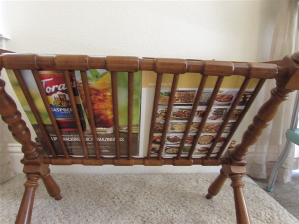 Wood Side Table Magazine Rack