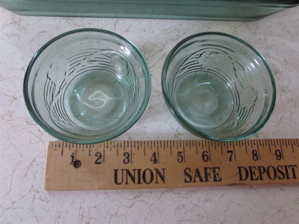 Anchor and Colored Glass Baking Dishes