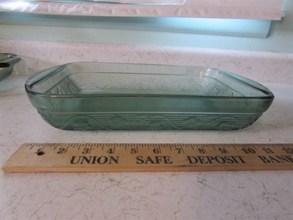 Anchor and Colored Glass Baking Dishes