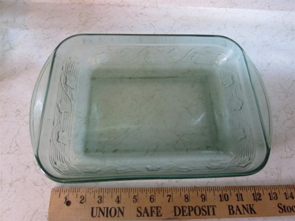 Anchor and Colored Glass Baking Dishes