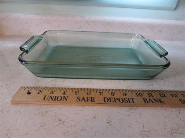 Anchor and Colored Glass Baking Dishes