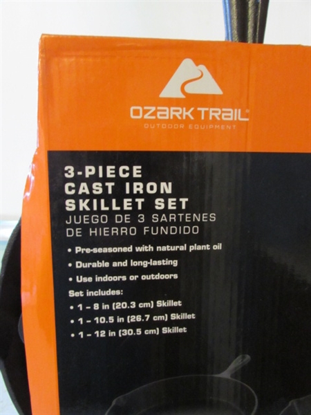 Brand New Ozark Trail 3 Piece Cast Iron Set