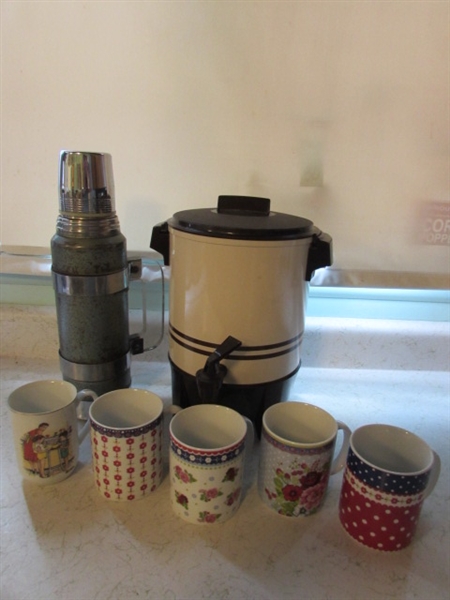 Set of 4 New Mugs, Stanley Thermos, Coffee Maker, Norman Rockwell Cups