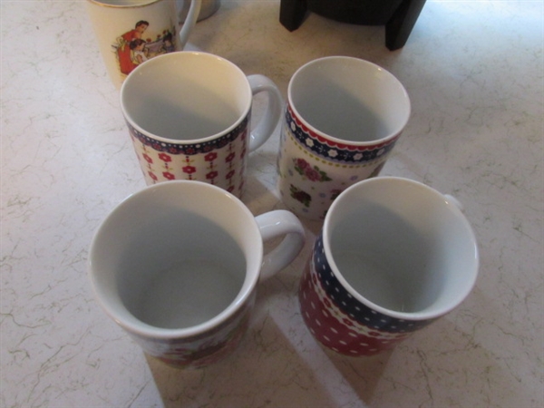 Set of 4 New Mugs, Stanley Thermos, Coffee Maker, Norman Rockwell Cups