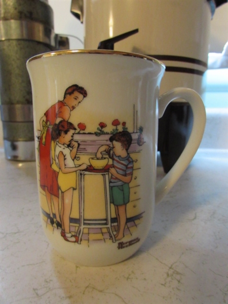 Set of 4 New Mugs, Stanley Thermos, Coffee Maker, Norman Rockwell Cups